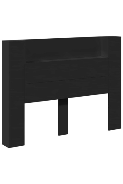 vidaxl Tăblie cap cu raft Negru 140 x 16,5 x 103,5 cm Lemn compozit