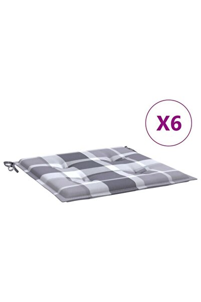 vidaxl Perne pentru scaune, carouri gri, 6 bucăți, 40 x 40 x 4 cm, textil Oxford