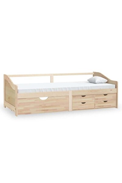 vidaxl Pat de zi cu 3 locuri, cu sertare, 90 x 200 cm, din lemn masiv de pin