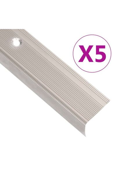 vidaxl Profile de scară în formă de L, 5 buc. șampanie 90 cm aluminiu