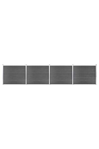 vidaxl Set panouri gard, 699 x 146 cm, negru, WPC