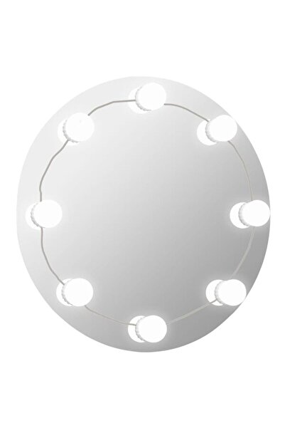 vidaxl Oglindă de perete cu lumini LED, fără ramă, din sticlă, rotundă