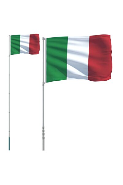 vidaxl Steagul Italiei și stâlp de aluminiu, 5,5 m
