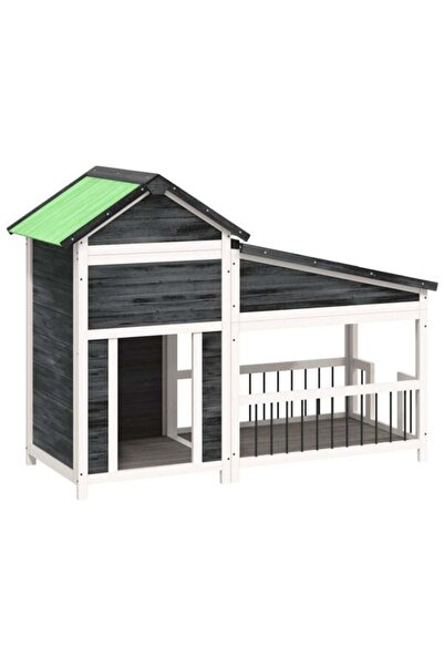 vidaxl Cușcă pentru câini, gri, 143 x 60.5 x 109 cm, lemn masiv de pin