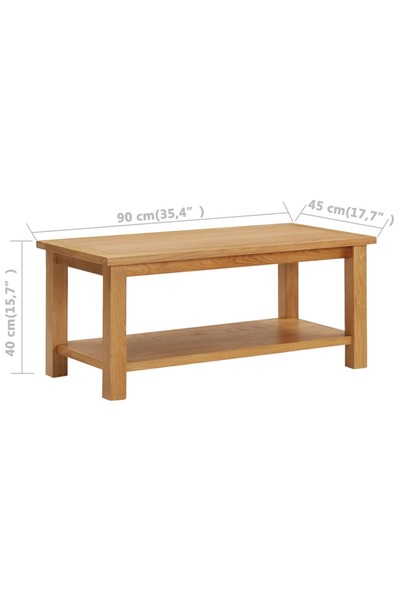 vidaxl Coffee Table 90x45x40 cm Solid Oak Wood
