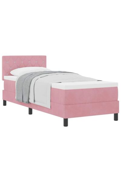 vidaxl Pat cu arcuri cu saltea și tăblie roz 80 x 200 cm catifea