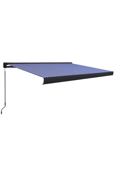 vidaxl Copertină manuală tip casetă, albastru și alb, 400 x 300 cm