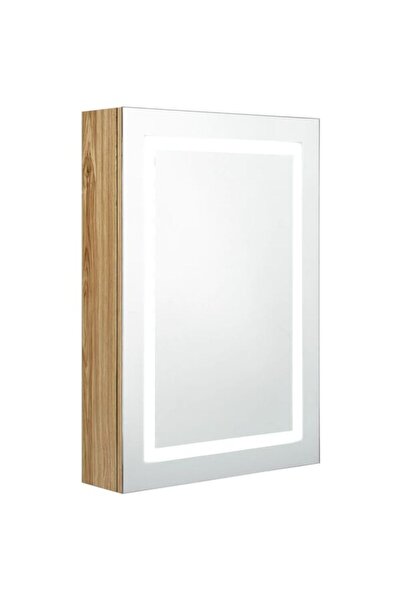 vidaxl Dulap de baie cu oglindă și LED, stejar, 50 x 13 x 70 cm