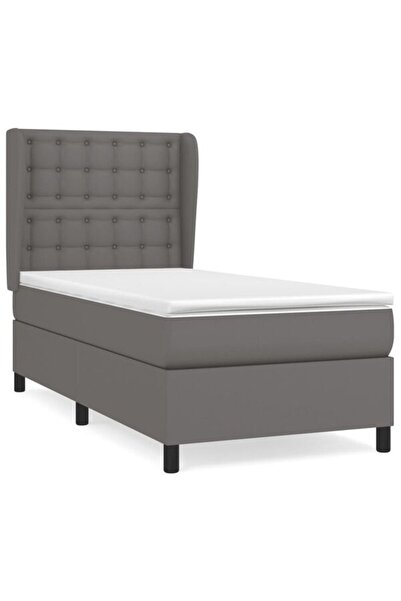 vidaxl Pat boxspring cu saltea, gri, 80 x 200 cm, piele artificială