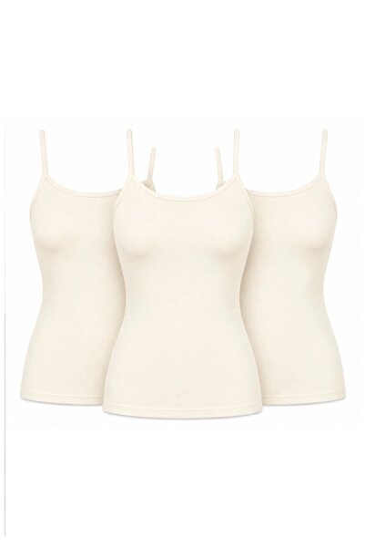 CHARM Yıldız 3-Pack Women's Lycra String Strap Undershirt Flexible Cotton Com...