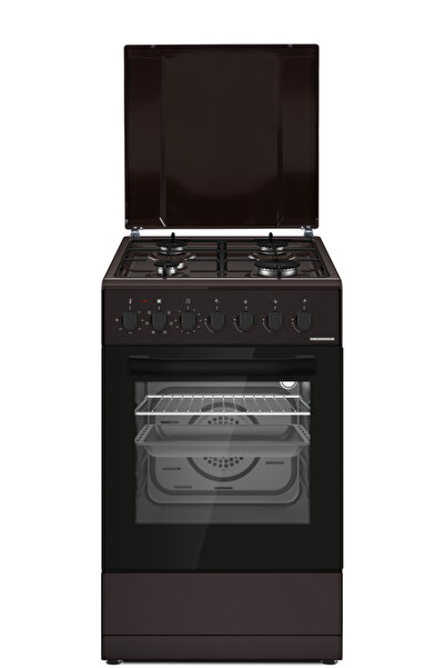 Heinner Aragaz combinat 50x60 cm, 4 arzătoare pe gaz, cuptor electric, maro