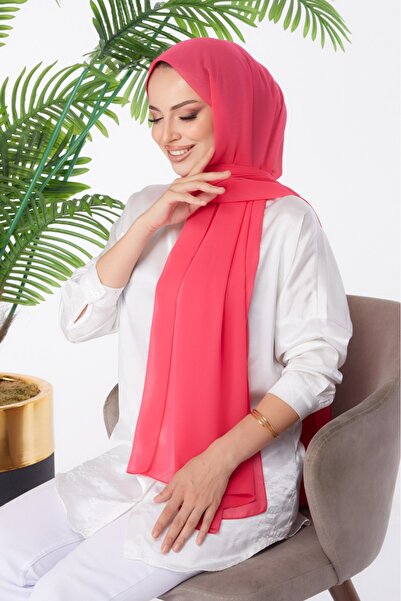 AUXIN Şifon Eşarp Düz Renk Tesettür Başörtüsü Şal 70x200 cm