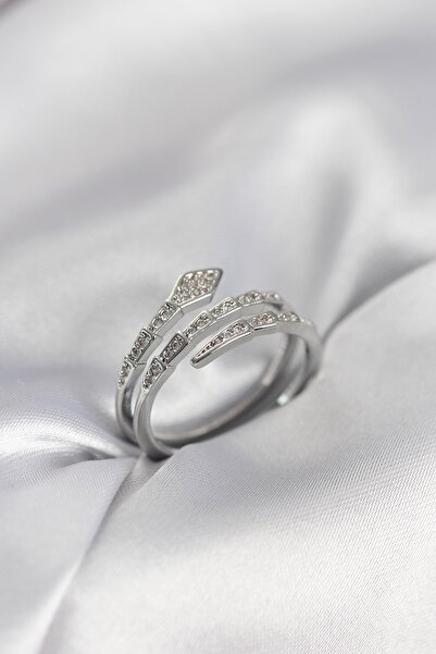 Generic Brand Snake Model Silver Color Zircon Stone Adjustable Women's Ring