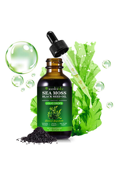 ACENTIALLABS Tinctură Sea Moss & Ulei din Semințe Negre cu Ashwagandha, Brust...