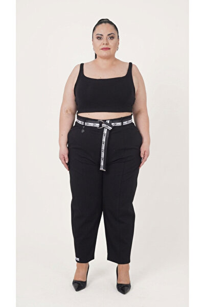 ZANESSI Plus Size Mom Belted High Waist Knitted Women's Pants