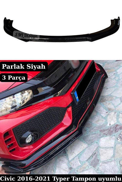 SML Dizayn Honda Civic FC5 Uyumlu Type-R Ön Tampon Lipi - Parlak Siyah Piano ...