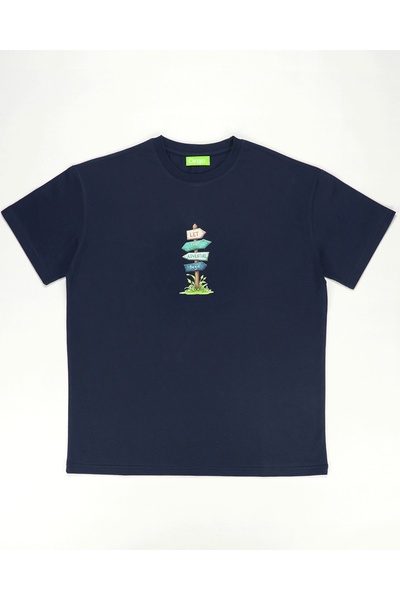 Unisex Camp Sign Baskılı %100 Pamuk T-Shirt