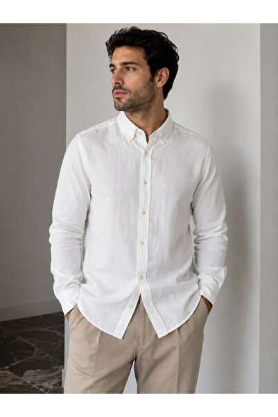 ModaPlaza Men's Muslin Fabric Long Sleeve Shirt 3003