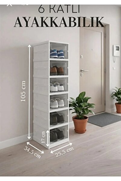 Single 6-Tier Modular Stackable Shoe Rack Shoe Storage Box Multi-Purpose Fold...