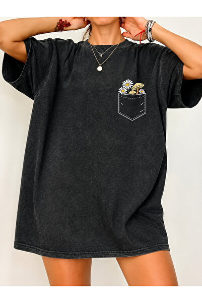 Pink Sky Μπλουζάκι Unisex Oversize με εφέ ξεβαμμένου υφάσματος, Vintage Stree...