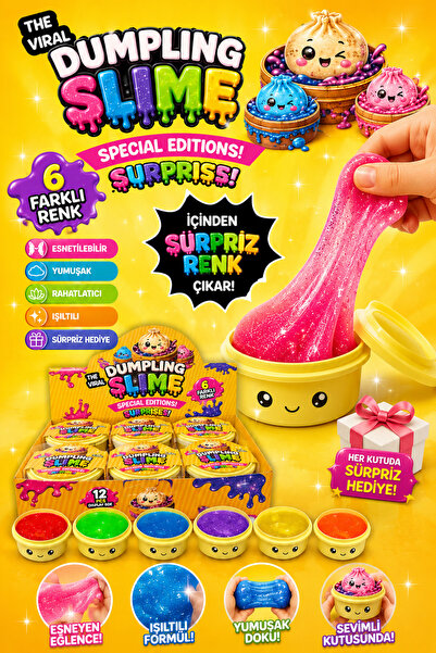 HEDİYEVİM Squishy Dumbling Simli mantı Slime (Slime Şeklindedir Çin mantısı ş...
