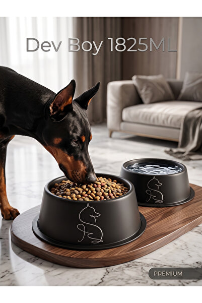 Tasma Market 2 Adet Büyük Boy 1825 ML Köpek Mama ve Su Kabı | Paslanmaz Çelik...