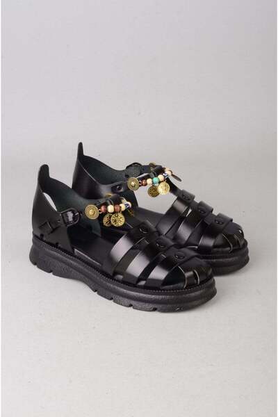 SEÇ KUNDURA Choose c306 genuine leather women's sandal (sole: 3.5 cm) black