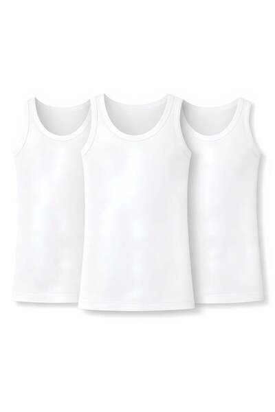 YILDIZ Boy's Single Jersey Undershirt White 100% Cotton 3-Pack