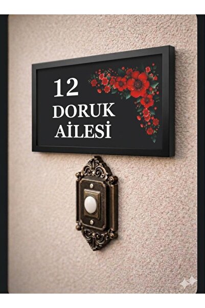 SHELİFE Kişiselleştirilebilir Çiçek Desenli Apartman Daire Kapı Levhası - 15x...