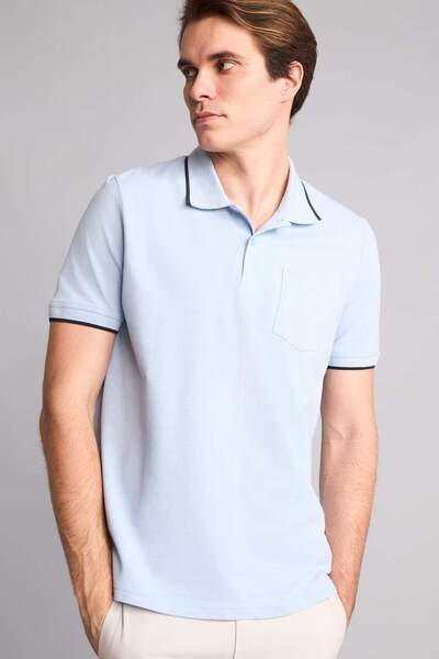 DeFacto 100% Cotton Regular Fit Pique Short Sleeve Polo White Closed T-Shirt ...