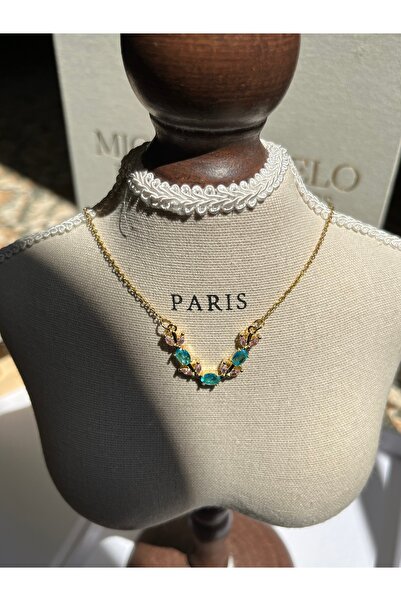 IrazErezJewelry Zirkon Taşlı Lale Figürlü Çelik Kolye