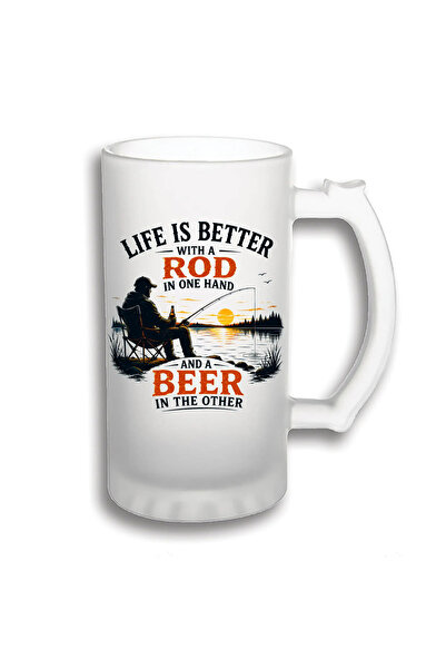 peGiftuiala Halbă Bere Personalizată 500 ml – Viața e mai bună cu o undiță și...