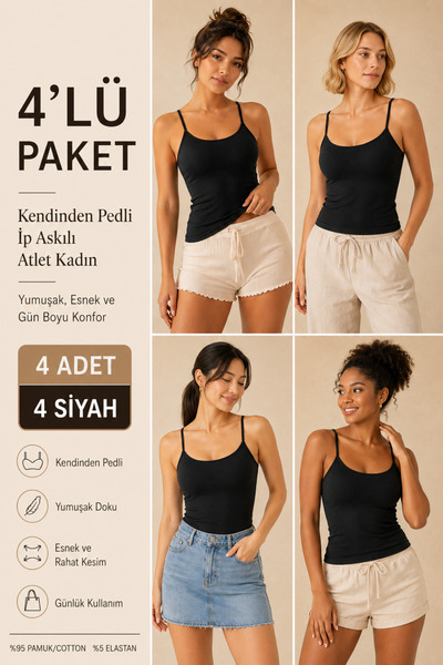 Loule Women's 95% Cotton Strapless Padded 4-Piece Basic Undershirt - Flexible...