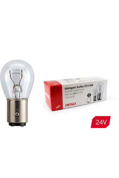 AMIO 01007 Becuri cu halogen P21/5W BAY15D 24V 21W/5W 10 bucăți.