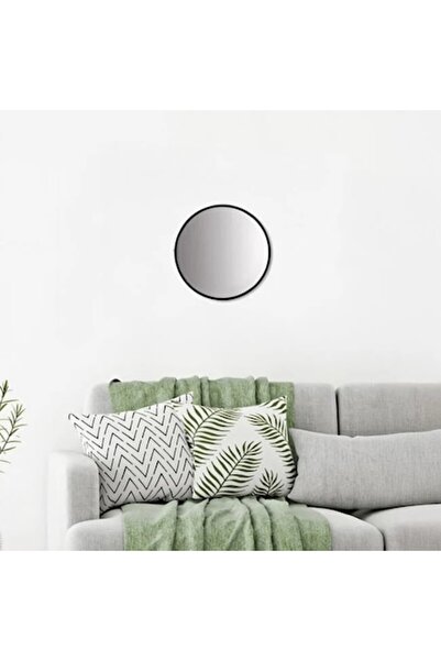 ELITECOMMERCEMARKET Oglindă de perete rotundă cu ramă metalică neagră Ø50cm