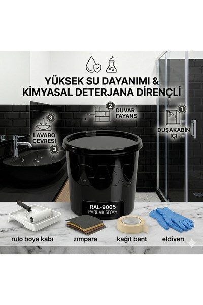 caxcolors CAX Colors Fayans Ve Duşakabin Boyası RAL-9016 BEYAZ 1 LT - Yüksek ...