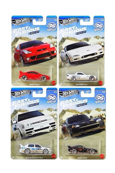 HOT WHEELS Fast and Furious Race-Off 4'lü Araç Seti Honda S2000, Mazda RX-7, ...