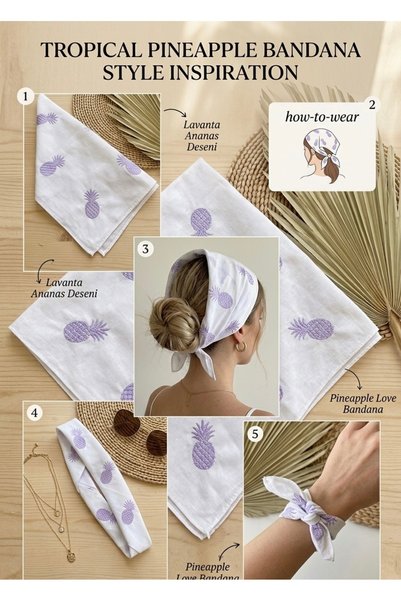 Generic Brand Pineapple Figured Bandana Lilac/White