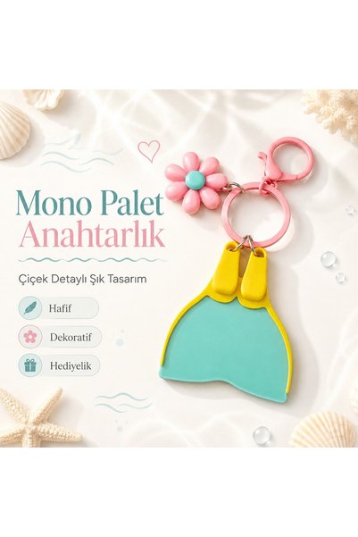 Dinç Spor Flower Detailed Mono Palette Keychain 3D Printing Yellow Black Divi...