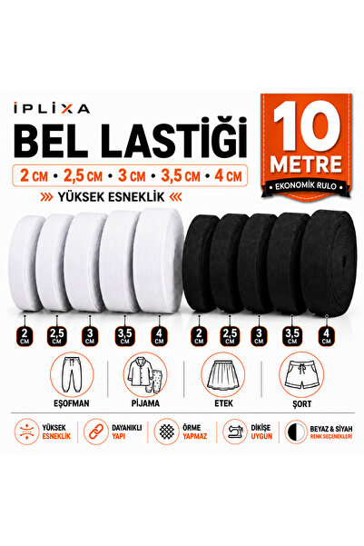 İPLİXA Bel Lastiği 2.5 Cm 10 Metre Eşofman Pijama Şort Etek Için Elastik Last...