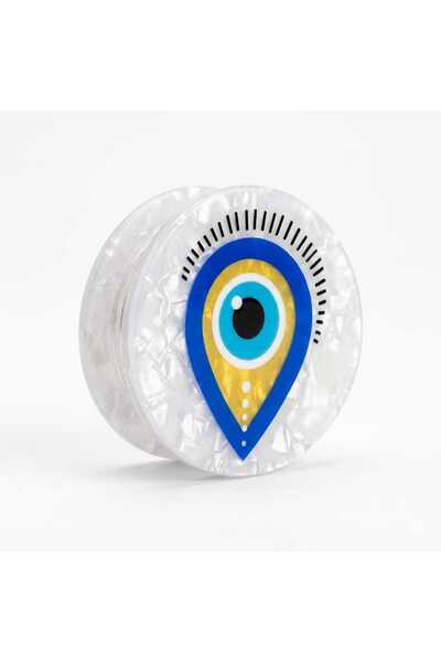 MITH SB TAKI White Pearlescent Drop Eye Evil Eye Patterned 6 cm Bone Clasp Bu...