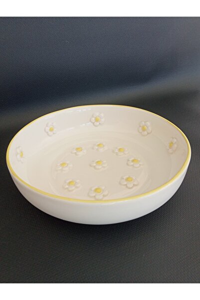 Zümrüdüanka Seramik Daisy Embossed Handmade Decorative Bowl