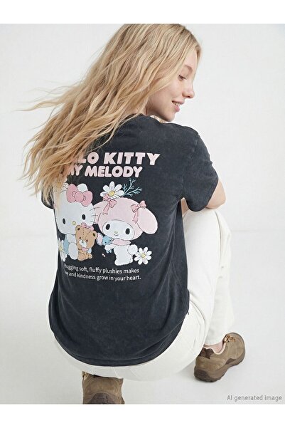 LC Waikiki Γυναικείο μπλουζάκι Hello Kitty με στάμπα, 100% βαμβάκι