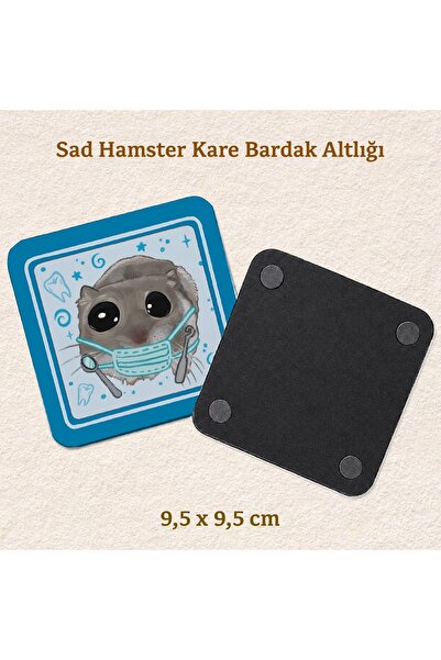 westartic Sad Hamster - Diş Hekimi Doktor Kostümlü Bardak Altlığı