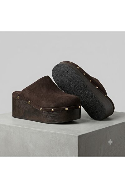 KİNDEP (Park Moda) This Is the Closed Daily Women's Slippers Brown