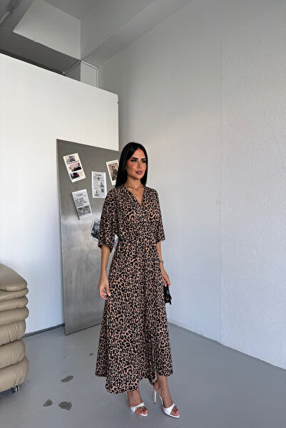 KAMACI BUTİK Kruzave Collar Elastic Waist Dress