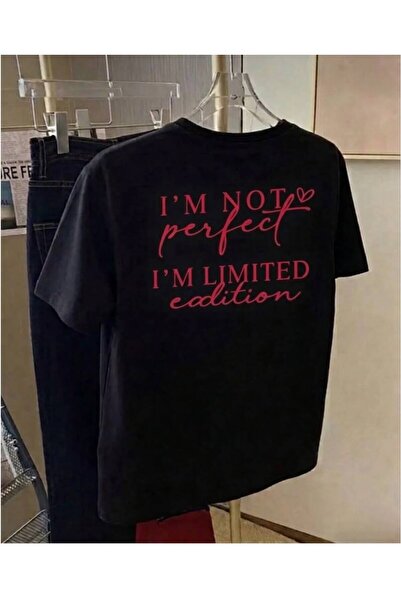 Marco Fresco تي شيرت مطبوع عليه عبارة I'M NOT PERFECT I'M LIMITED EDITION YAZ...