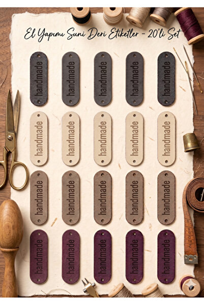 sgshobby Leather Handmade Tag Sewable 20 Pieces 4 Different Colors Bag Access...