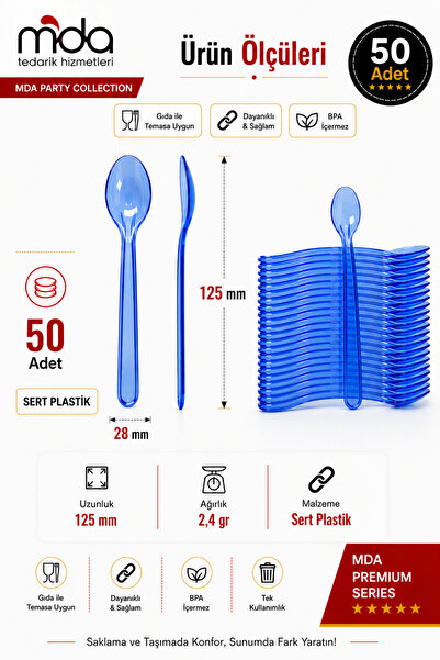 SMARTPACK Dondurma Kaşığı Plastik 50'li Mavi