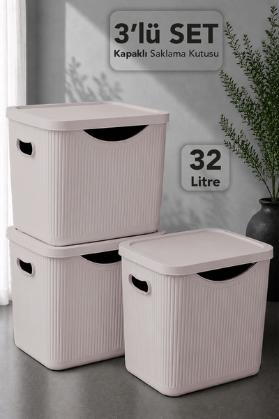 Meleni Home 3-Piece Multi-Purpose Storage Box - Decorative In-Cabinet Organiz...